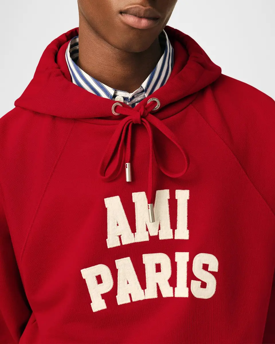 AMI PARIS Men's Cotton Logo-Applique Hoodie | Thumbnail 5 AMI PARIS Men's Cotton Logo-Applique Hoodie | Thumbnail 5