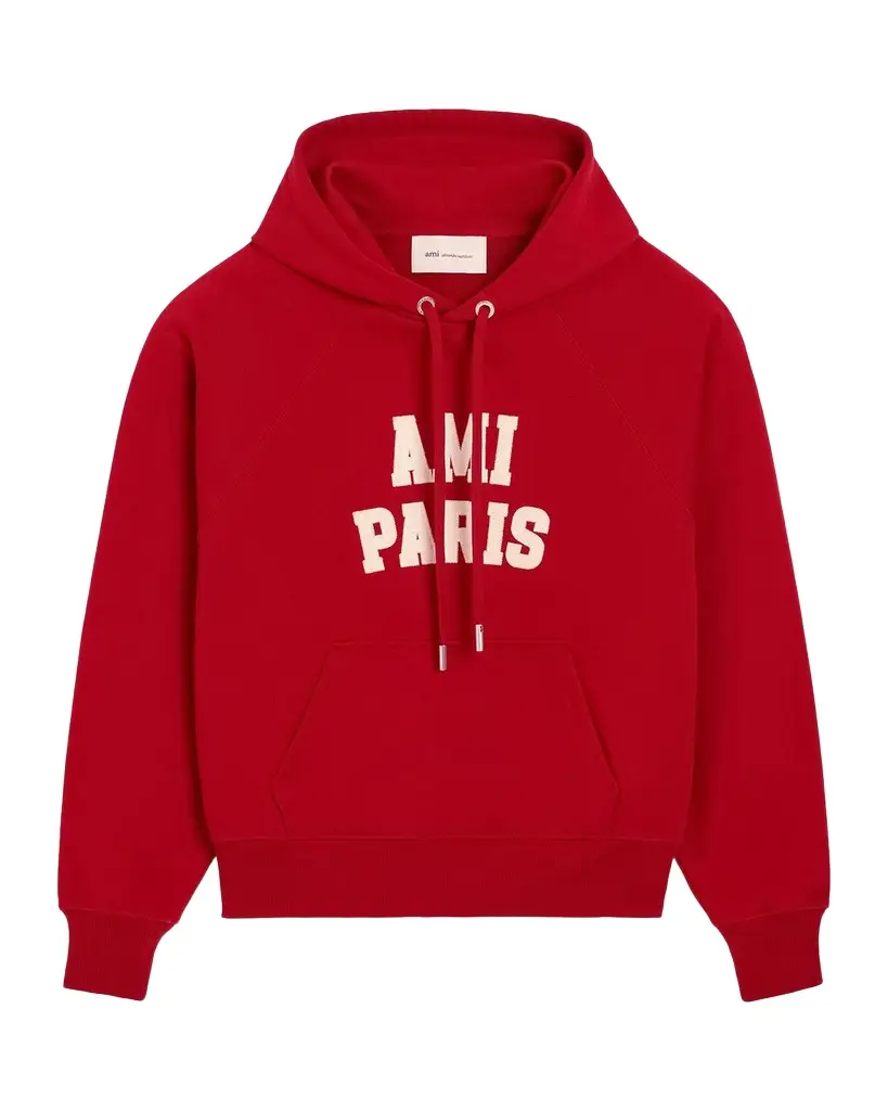 AMI PARIS Men's Cotton Logo-Applique Hoodie
