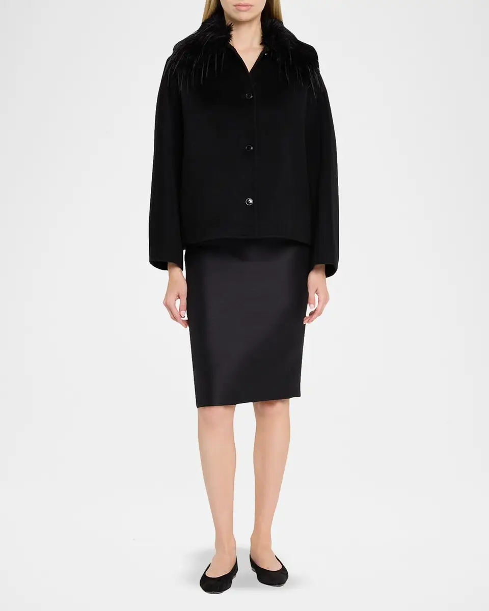 Loulou de Saison Rafe Faux Fur Collared Wool-Cashmere Jacket | Thumbnail 2 Loulou de Saison Rafe Faux Fur Collared Wool-Cashmere Jacket | Thumbnail 2