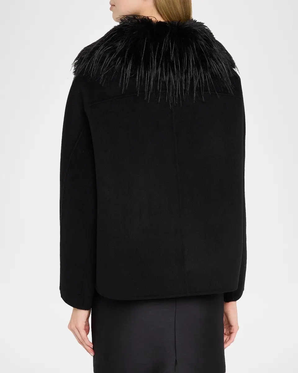 Loulou de Saison Rafe Faux Fur Collared Wool-Cashmere Jacket | Thumbnail 3 Loulou de Saison Rafe Faux Fur Collared Wool-Cashmere Jacket | Thumbnail 3