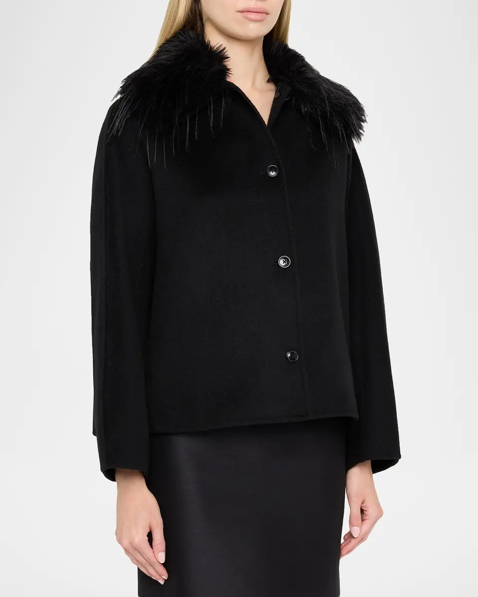 Loulou de Saison Rafe Faux Fur Collared Wool-Cashmere Jacket | Thumbnail 4 Loulou de Saison Rafe Faux Fur Collared Wool-Cashmere Jacket | Thumbnail 4