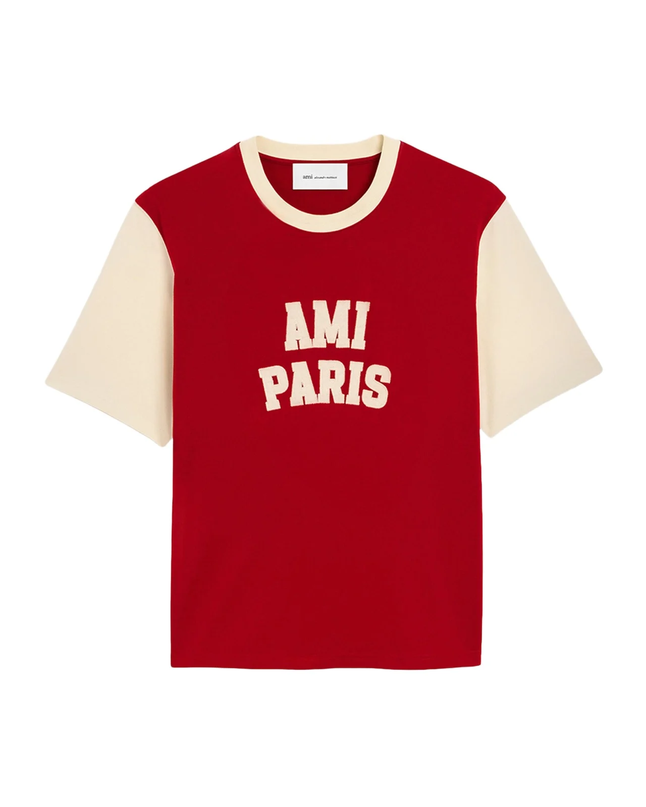 AMI PARIS Men's Color-Block Chenille Logo Crewneck T-Shirt