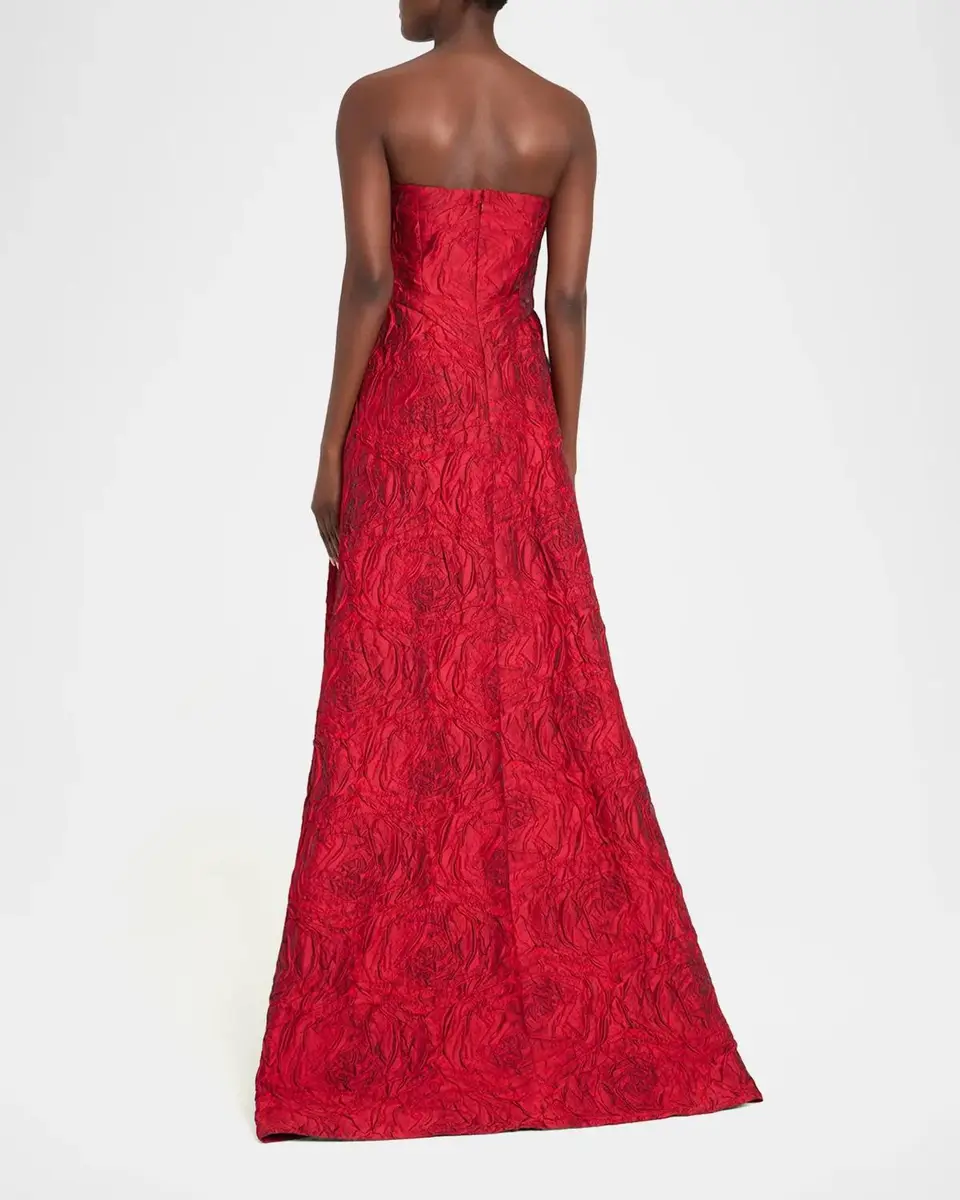 Rickie Freeman for Teri Jon Strapless Floral Jacquard A-Line Gown | Thumbnail 3 Rickie Freeman for Teri Jon Strapless Floral Jacquard A-Line Gown | Thumbnail 3
