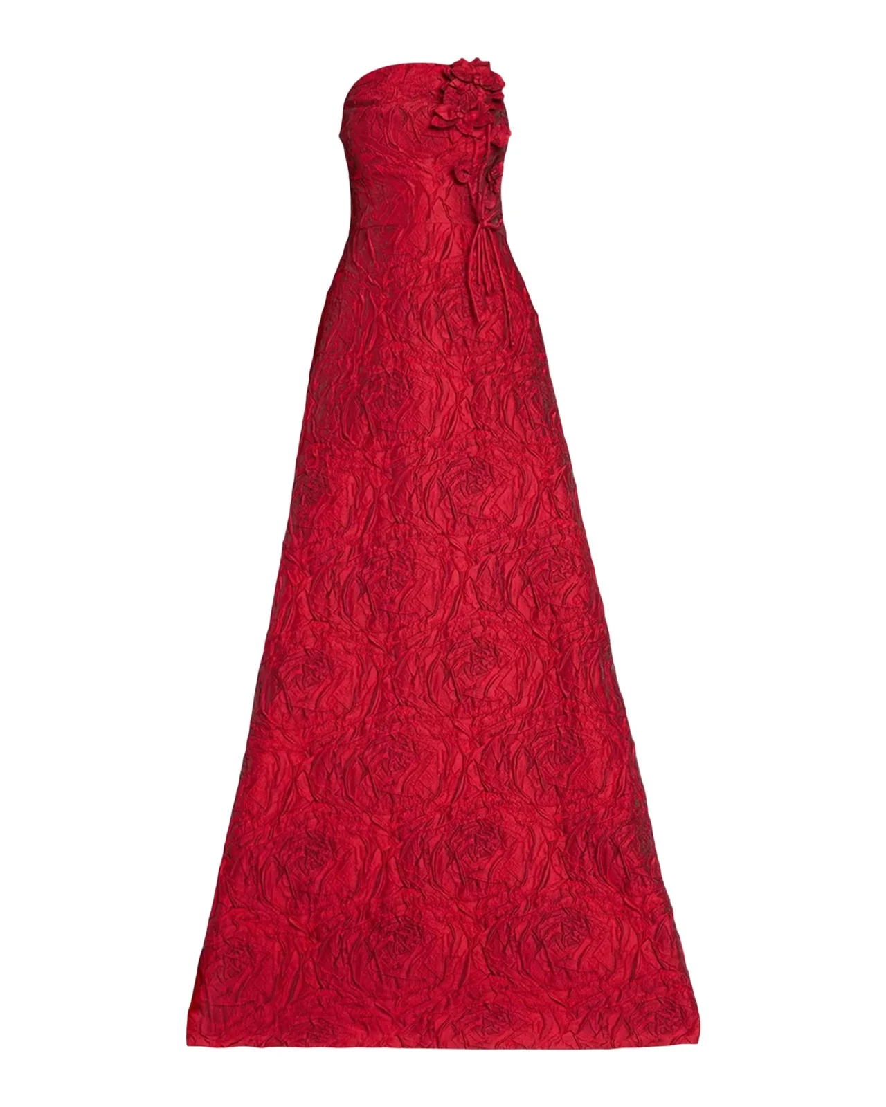 Rickie Freeman for Teri Jon Strapless Floral Jacquard A-Line Gown