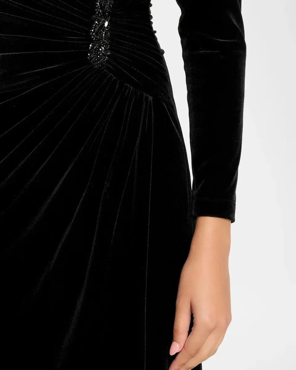 Rickie Freeman for Teri Jon Velvet Beaded Accent A-Line Gown | Thumbnail 5 Rickie Freeman for Teri Jon Velvet Beaded Accent A-Line Gown | Thumbnail 5