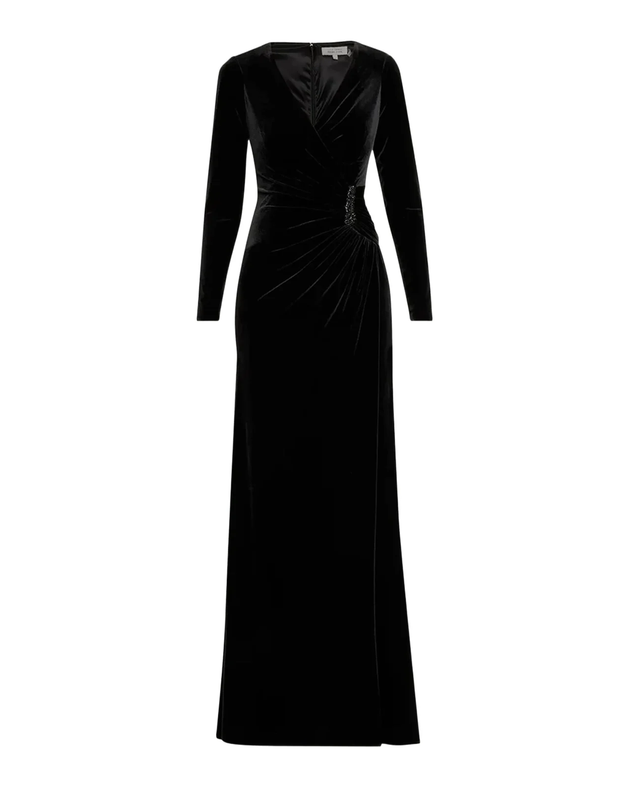 Velvet Beaded Accent A-Line Gown Velvet Beaded Accent A-Line Gown