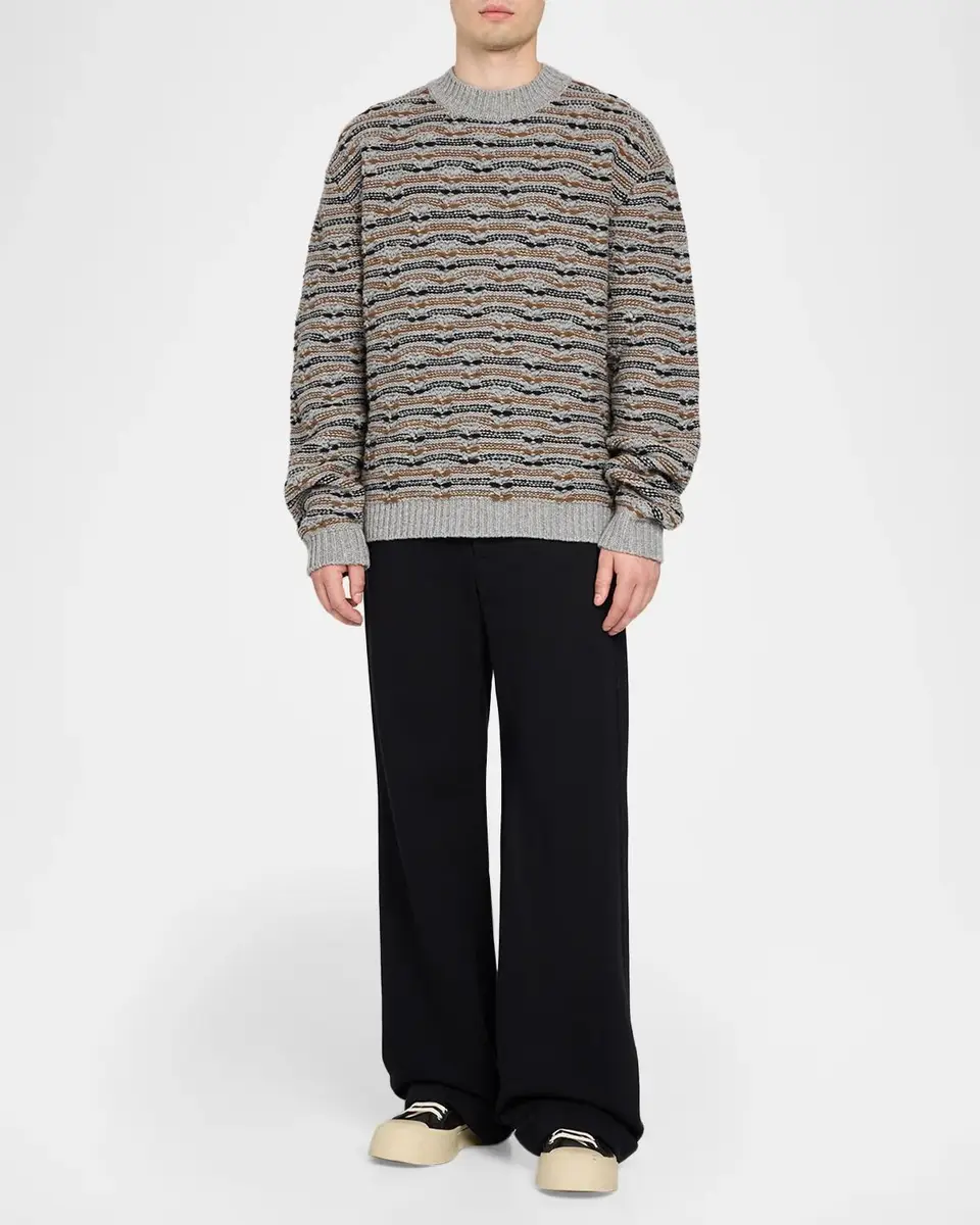 Marni Men's Wool Wave Cable Knit Crewneck Sweater | Thumbnail 2