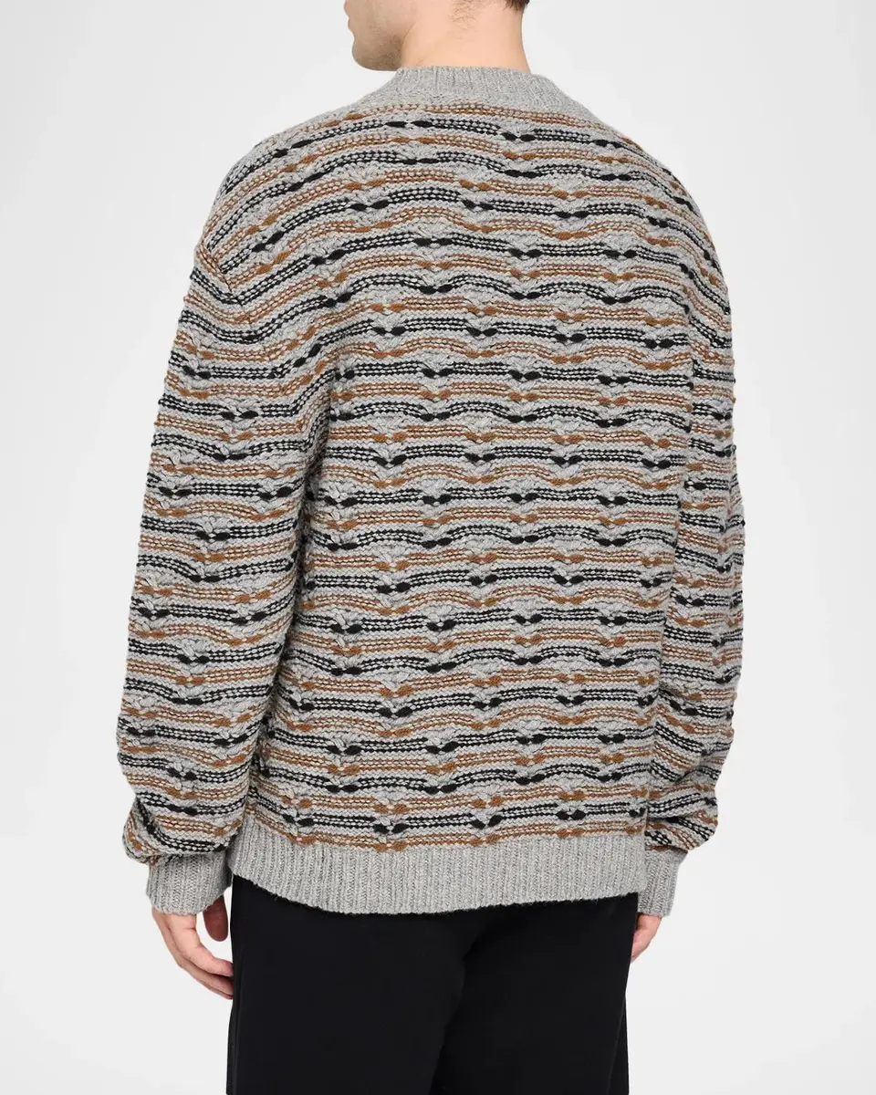 Marni Men's Wool Wave Cable Knit Crewneck Sweater | Thumbnail 3