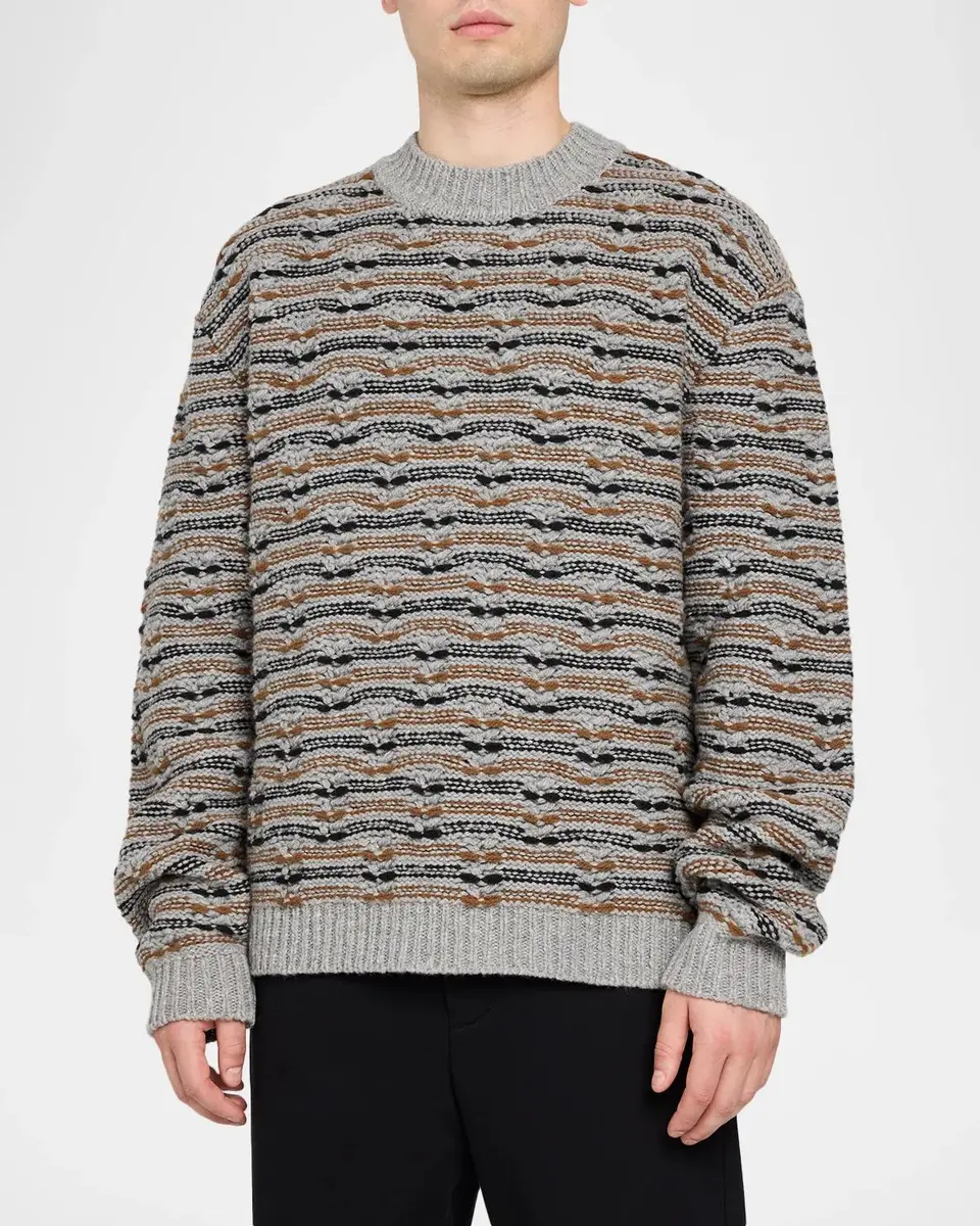 Marni Men's Wool Wave Cable Knit Crewneck Sweater | Thumbnail 4