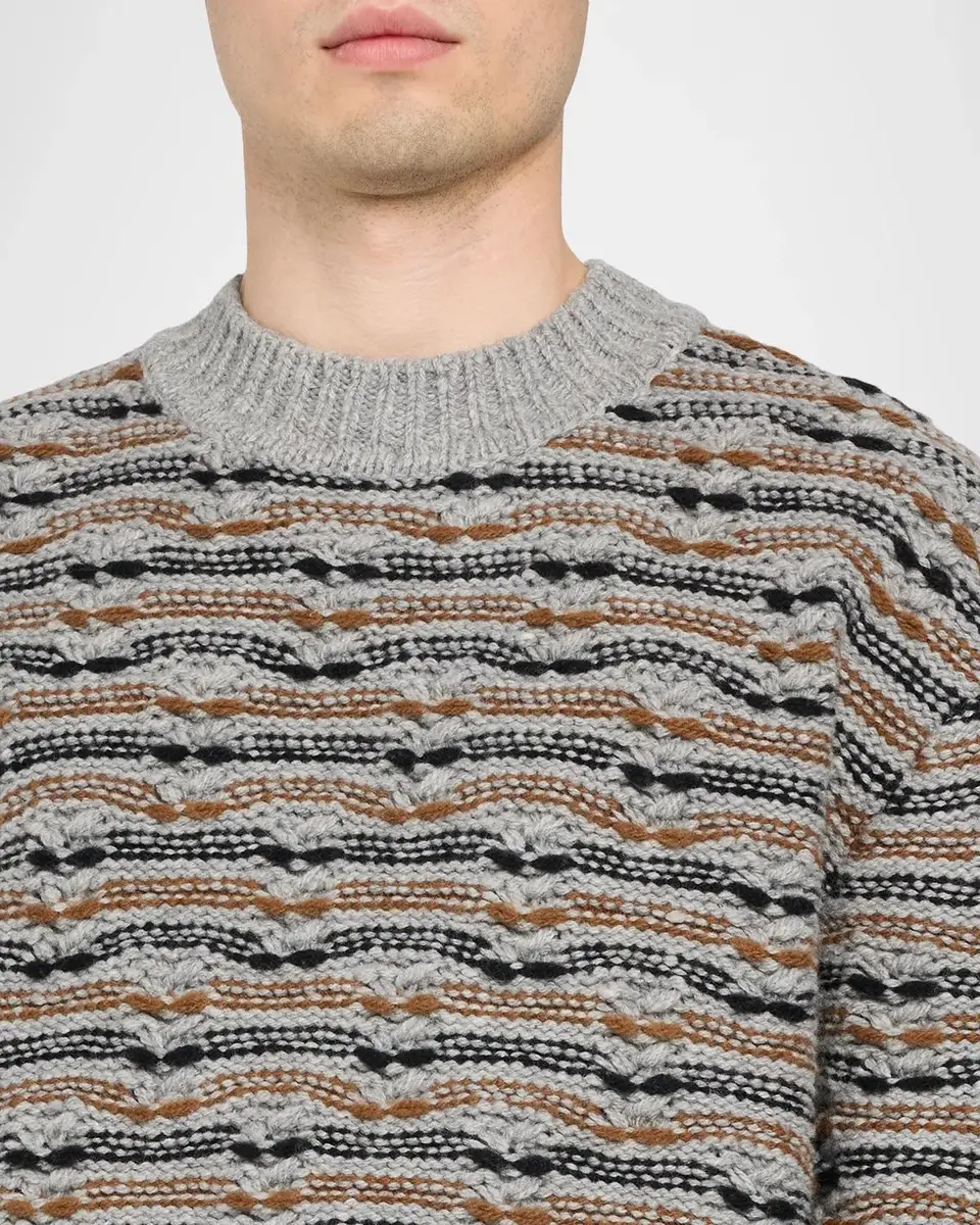 Marni Men's Wool Wave Cable Knit Crewneck Sweater | Thumbnail 5