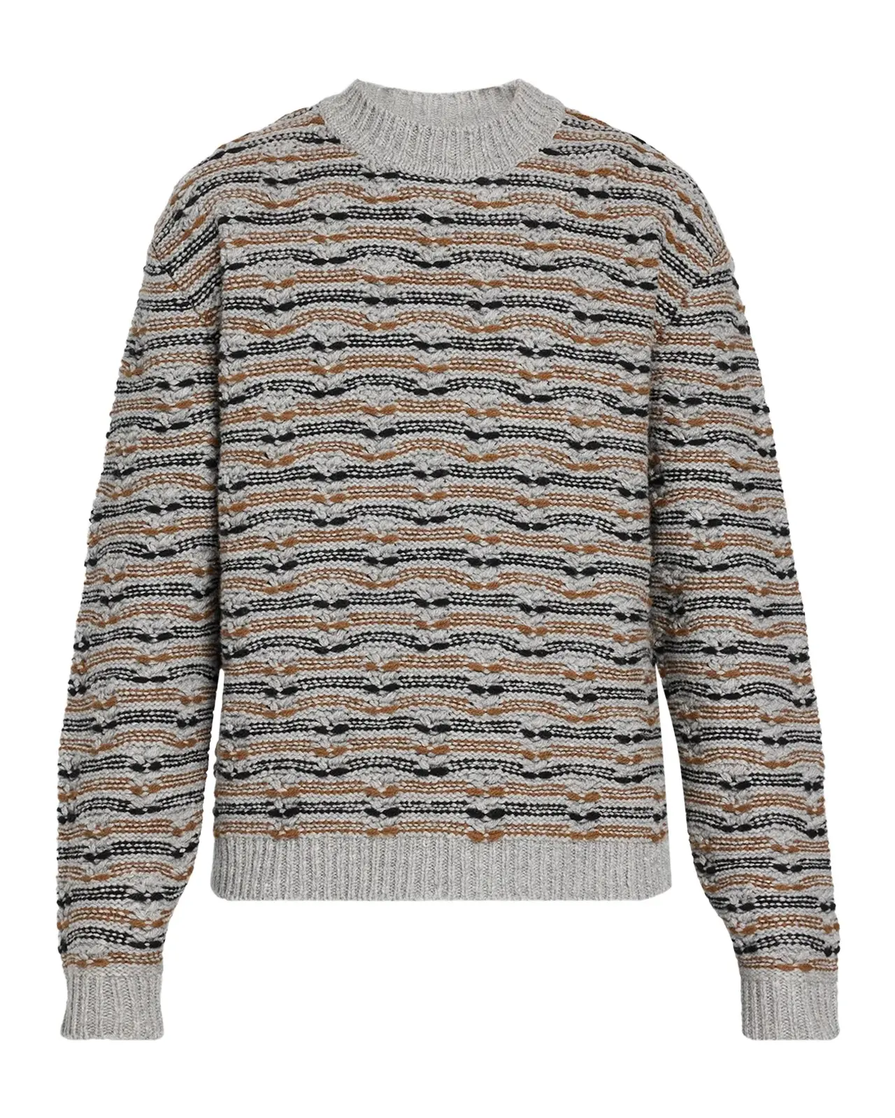 Men's Wool Wave Cable Knit Crewneck Sweater Men's Wool Wave Cable Knit Crewneck Sweater