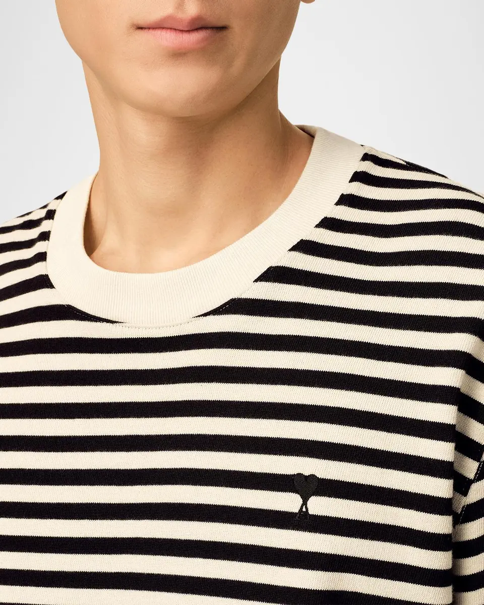 AMI PARIS Men's Stripe Cotton Crewneck Long-Sleeve T-Shirt | Thumbnail 5 AMI PARIS Men's Stripe Cotton Crewneck Long-Sleeve T-Shirt | Thumbnail 5