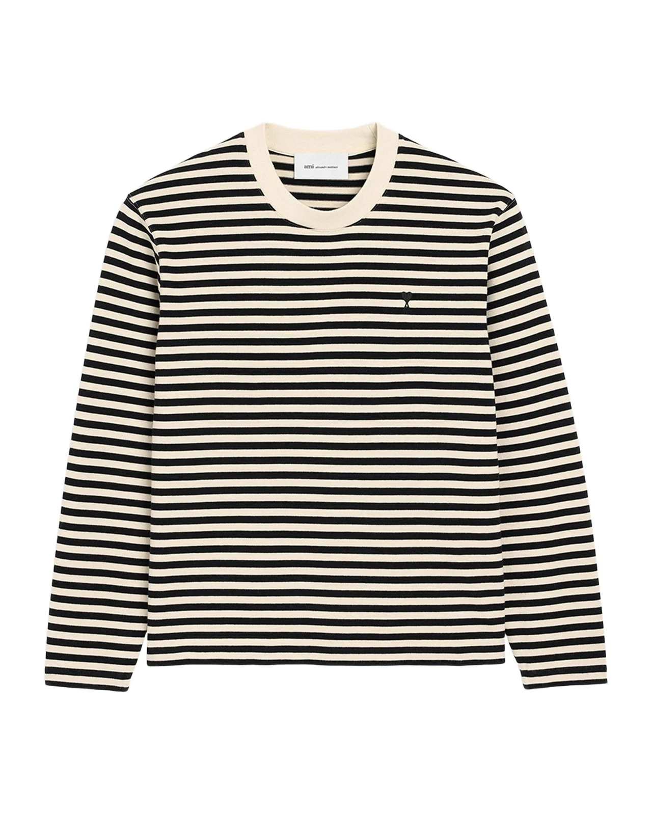 AMI PARIS Men's Stripe Cotton Crewneck Long-Sleeve T-Shirt