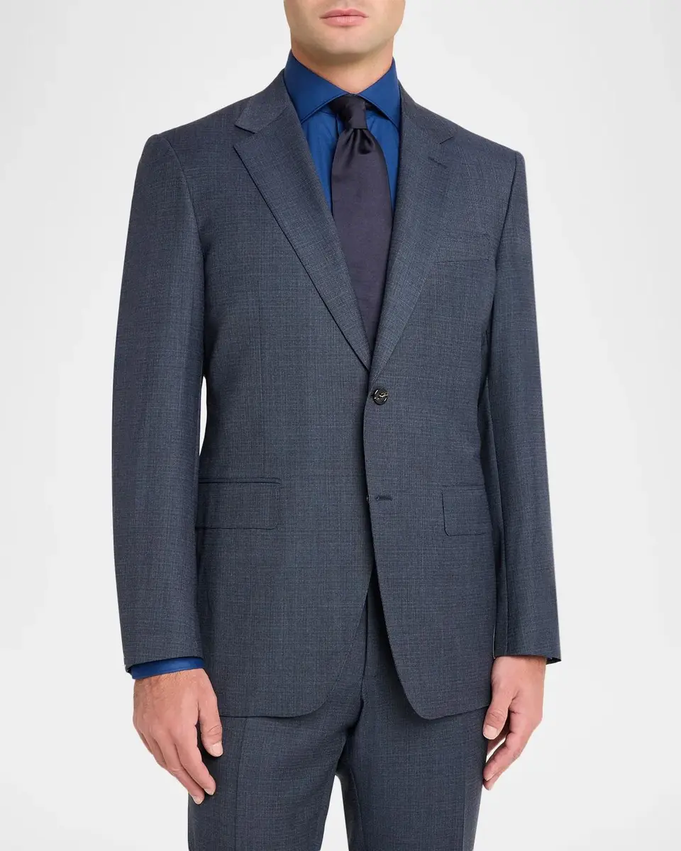 Canali Men's Impeccabile Wool Micro-Neat Two-Piece Suit | Thumbnail 4 Canali Men's Impeccabile Wool Micro-Neat Two-Piece Suit | Thumbnail 4