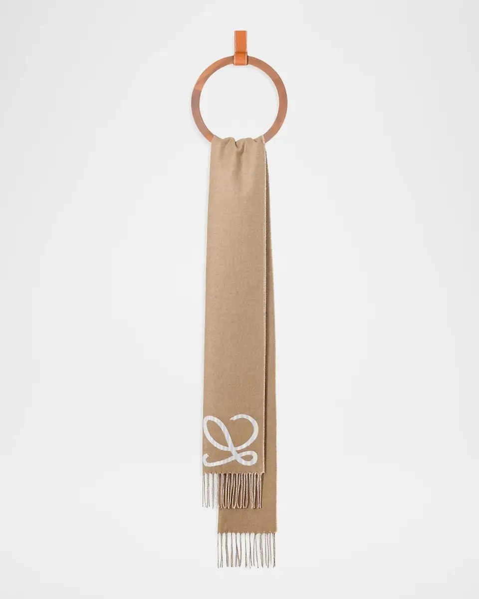 Loewe Men's Anagram Silk-Cashmere Scarf | Thumbnail 2 Loewe Men's Anagram Silk-Cashmere Scarf | Thumbnail 2