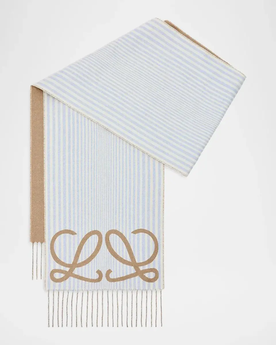 Loewe Men's Anagram Silk-Cashmere Scarf | Thumbnail 3 Loewe Men's Anagram Silk-Cashmere Scarf | Thumbnail 3