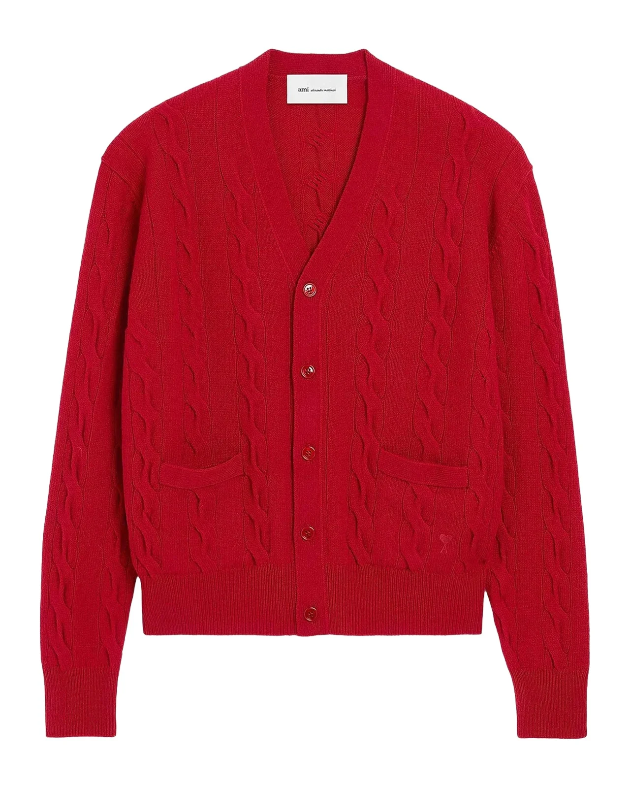 AMI PARIS Cable-Knit Wool Cardigan