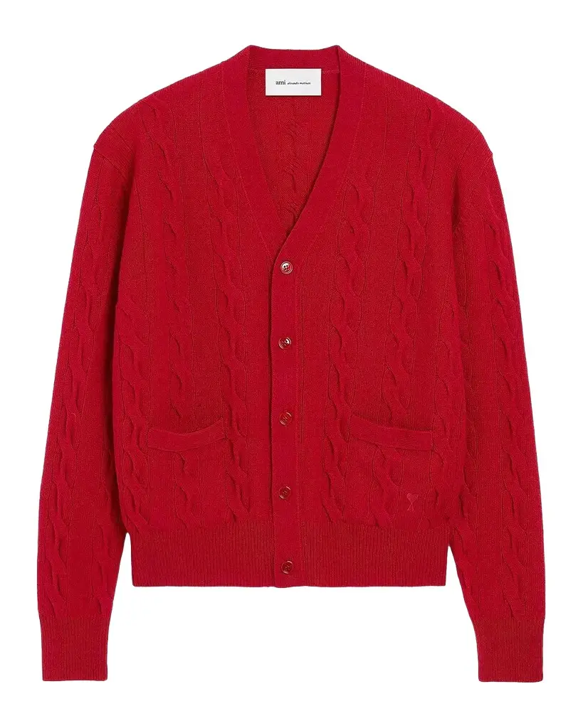 Cable-Knit Wool Cardigan