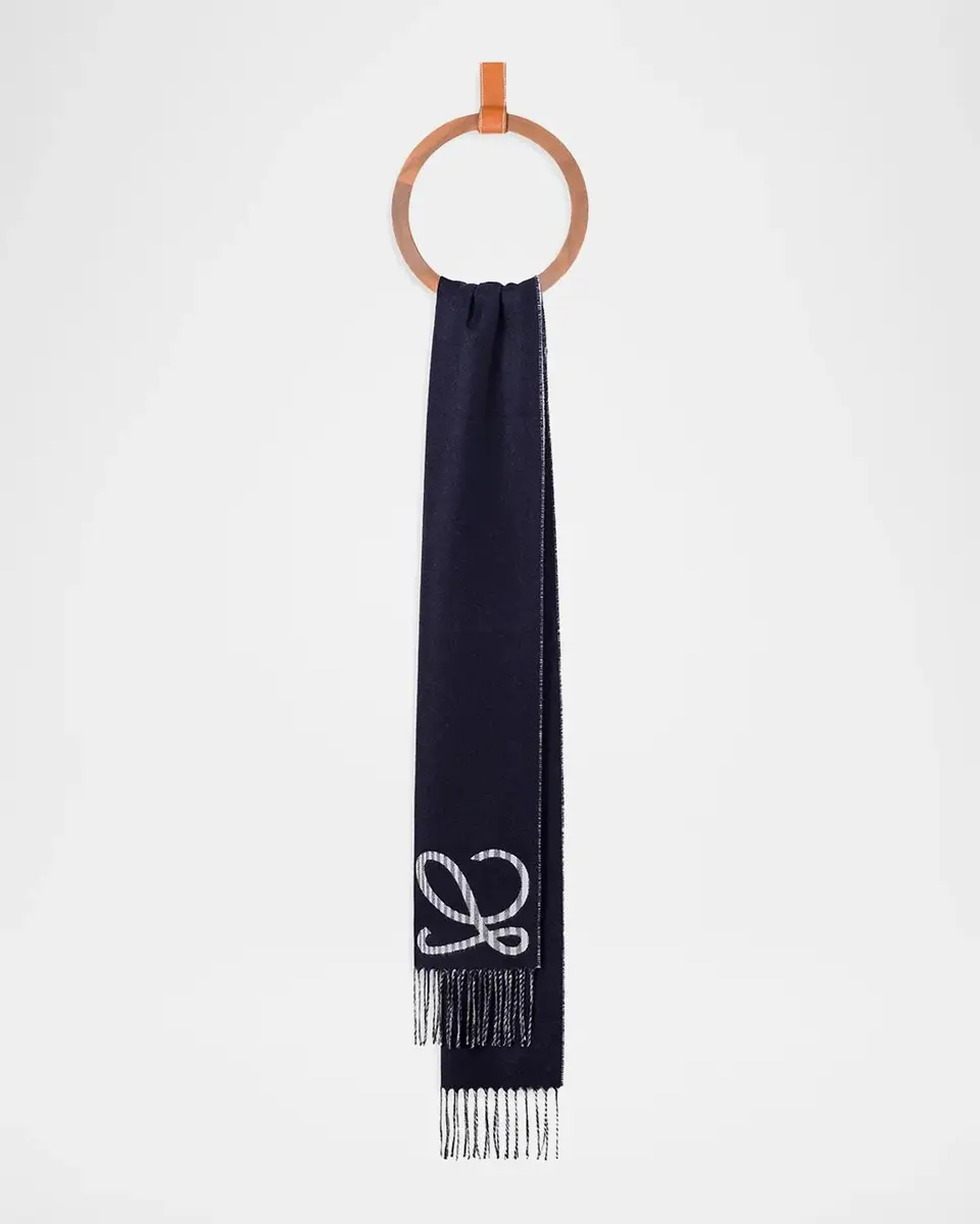 Loewe Men's Anagram Silk-Cashmere Scarf | Thumbnail 2 Loewe Men's Anagram Silk-Cashmere Scarf | Thumbnail 2