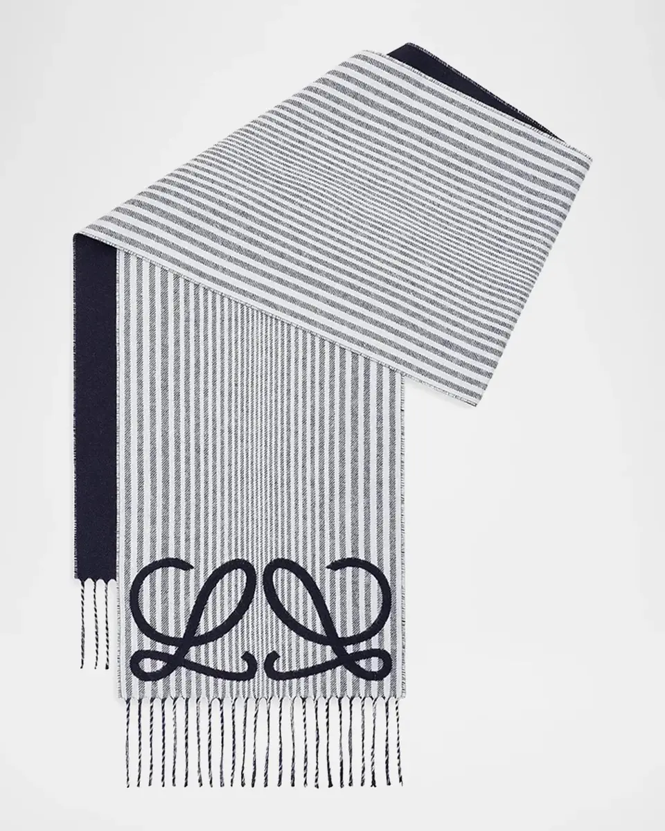Loewe Men's Anagram Silk-Cashmere Scarf | Thumbnail 3 Loewe Men's Anagram Silk-Cashmere Scarf | Thumbnail 3