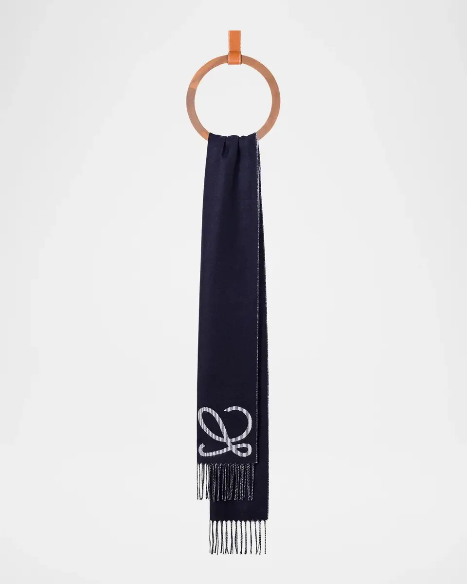 Loewe Men's Anagram Silk-Cashmere Scarf | Thumbnail 6 Loewe Men's Anagram Silk-Cashmere Scarf | Thumbnail 6