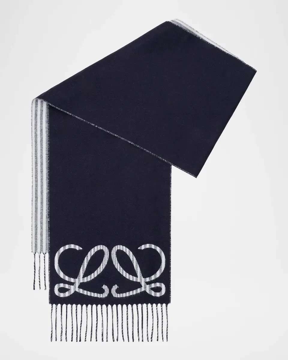 Loewe Men's Anagram Silk-Cashmere Scarf | Thumbnail 7 Loewe Men's Anagram Silk-Cashmere Scarf | Thumbnail 7