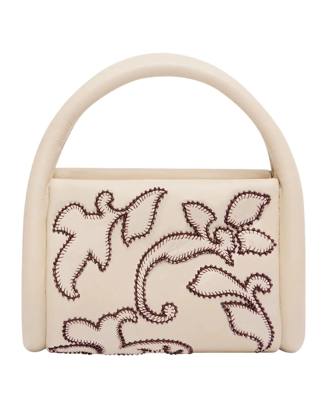 ALÉMAIS Duke Beaded Applique Leather Top-Handle Bag