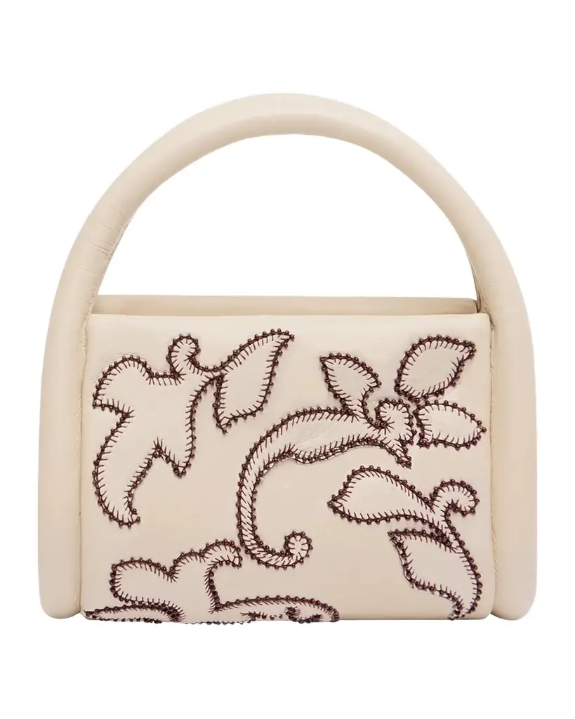 Duke Beaded Applique Leather Top-Handle Bag Duke Beaded Applique Leather Top-Handle Bag
