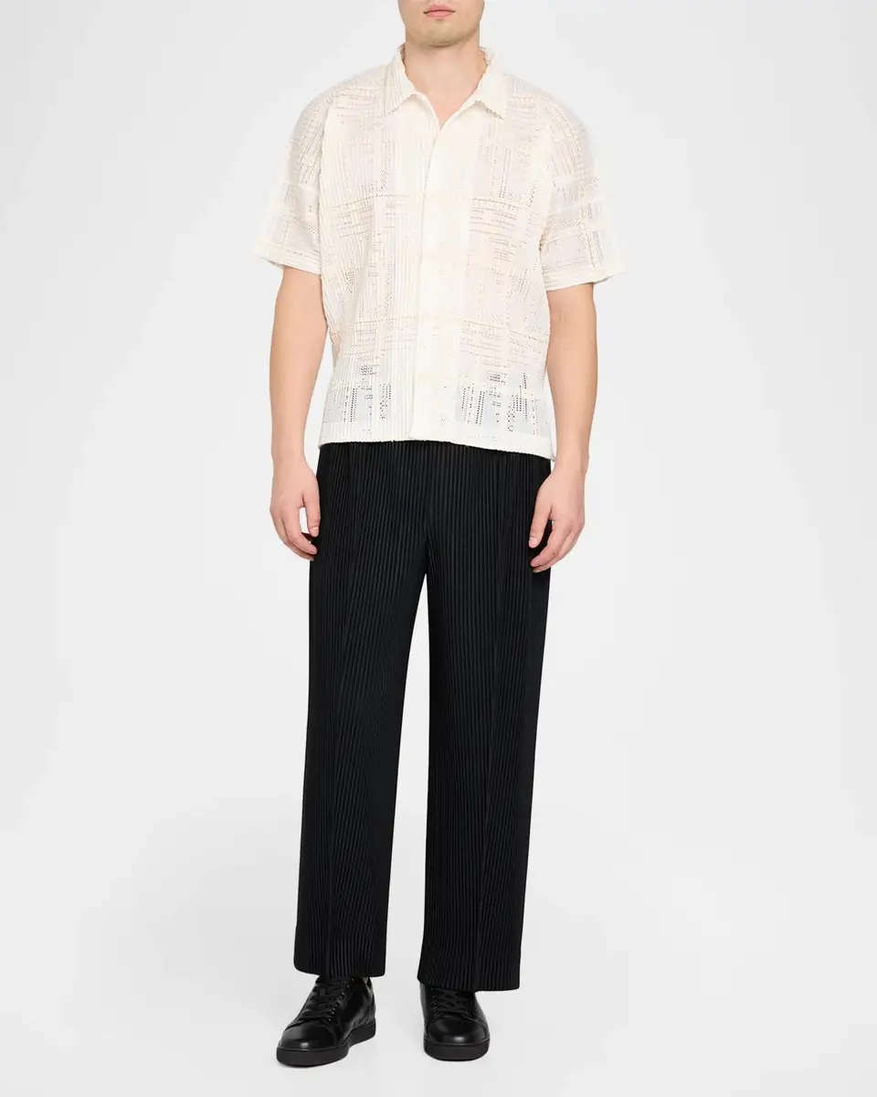 Homme Plissé Issey Miyake Men's Ramie Short-Sleeve Shirt | Thumbnail 2 Homme Plissé Issey Miyake Men's Ramie Short-Sleeve Shirt | Thumbnail 2