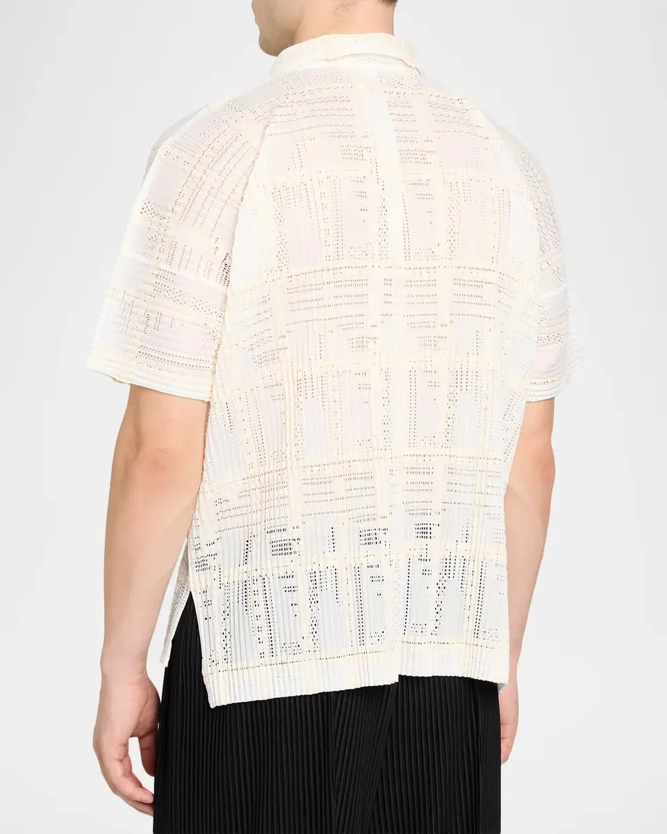Homme Plissé Issey Miyake Men's Ramie Short-Sleeve Shirt | Thumbnail 3 Homme Plissé Issey Miyake Men's Ramie Short-Sleeve Shirt | Thumbnail 3