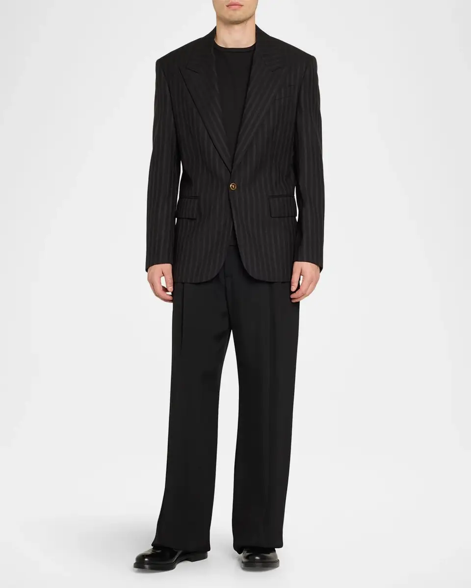 Versace Men's Wool Pinstripe Single-Button Evening Jacket | Thumbnail 2