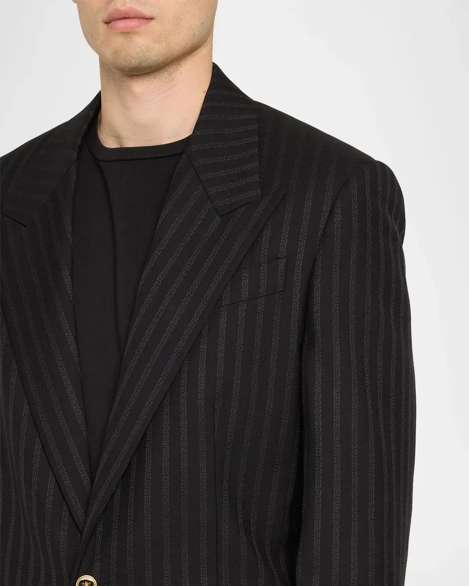Versace Men's Wool Pinstripe Single-Button Evening Jacket | Thumbnail 5