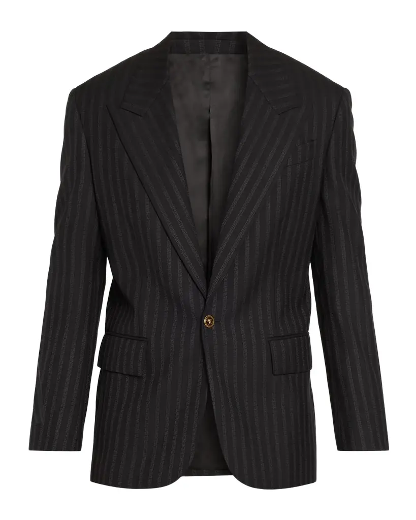 Men's Wool Pinstripe Single-Button Evening Jacket Men's Wool Pinstripe Single-Button Evening Jacket
