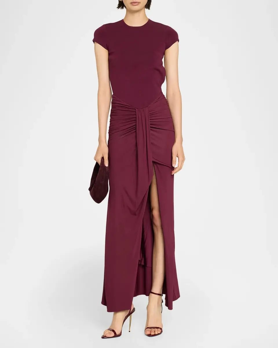 Simkhai Matilde Draped Cap-Sleeve Jersey Gown | Thumbnail 2