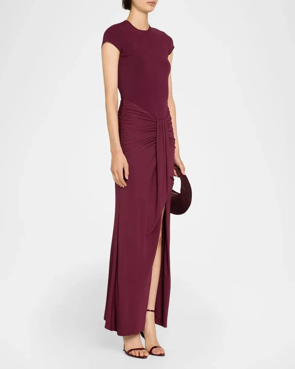 Simkhai Matilde Draped Cap-Sleeve Jersey Gown | Thumbnail 4