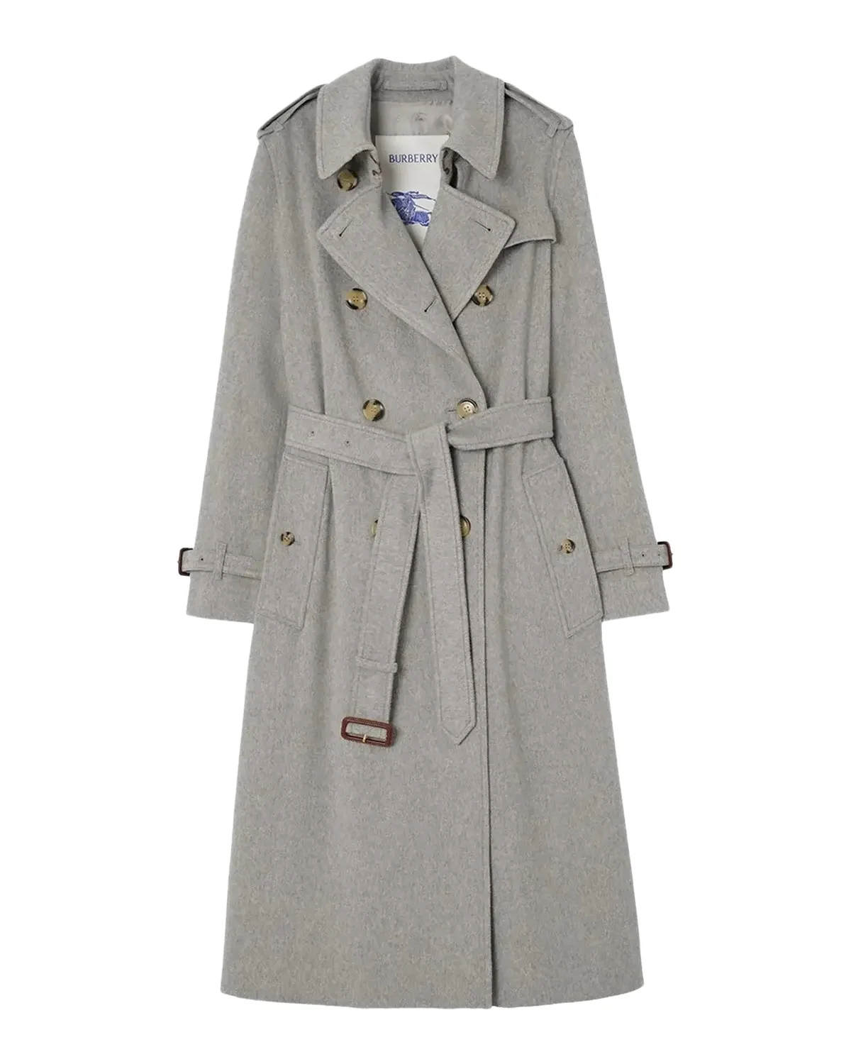 Burberry Kensington Cashmere Double-Breasted Belted Trench Coat
