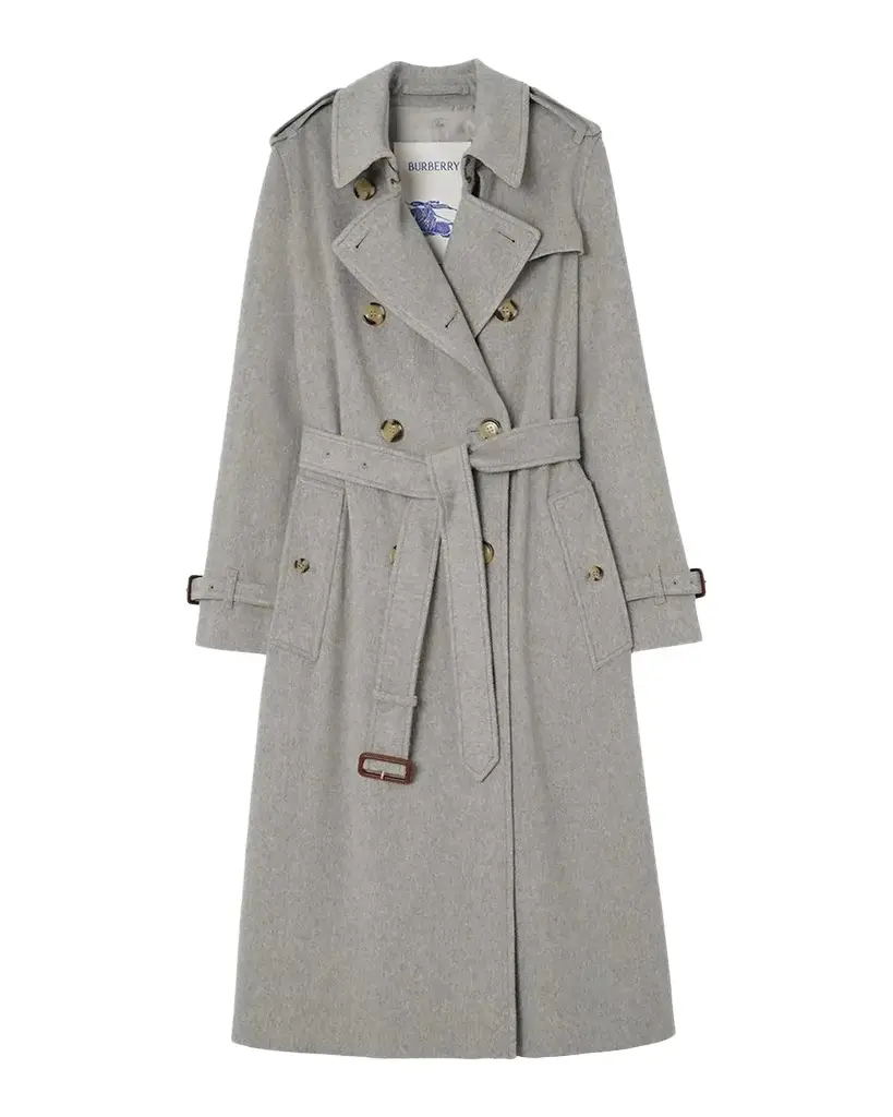 Kensington Cashmere Double-Breasted Belted Trench Coat