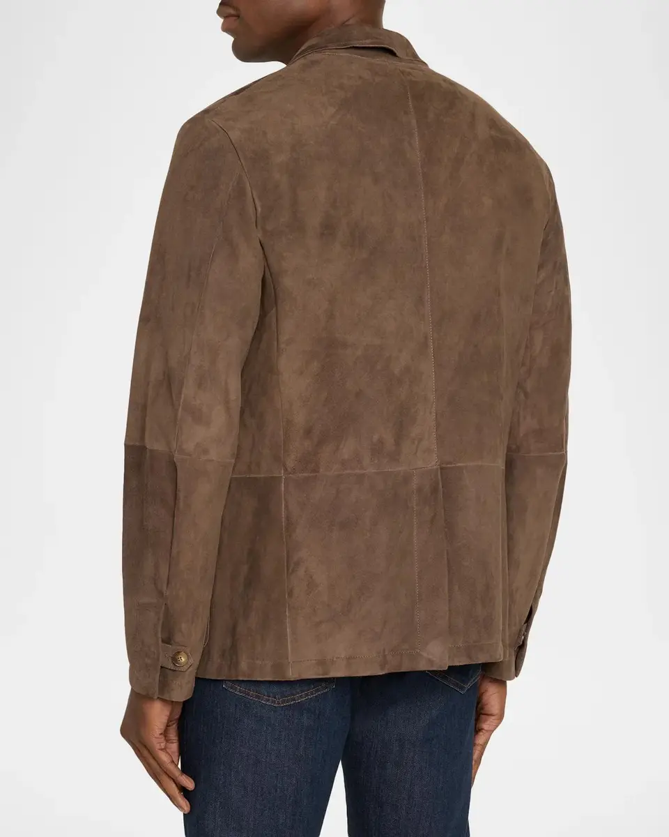 Canali Men's Single-Breasted Suede Blazer Jacket | Thumbnail 3