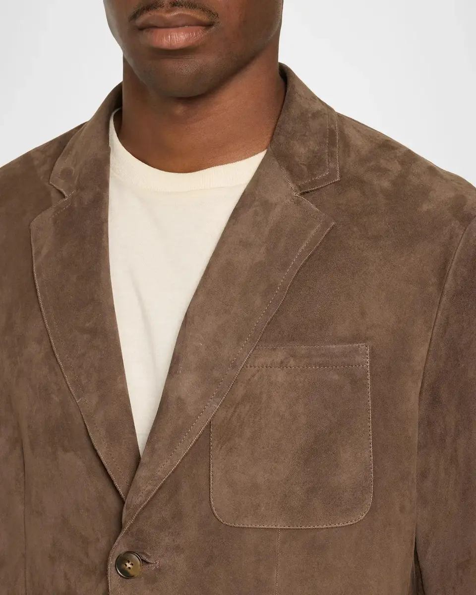 Canali Men's Single-Breasted Suede Blazer Jacket | Thumbnail 5