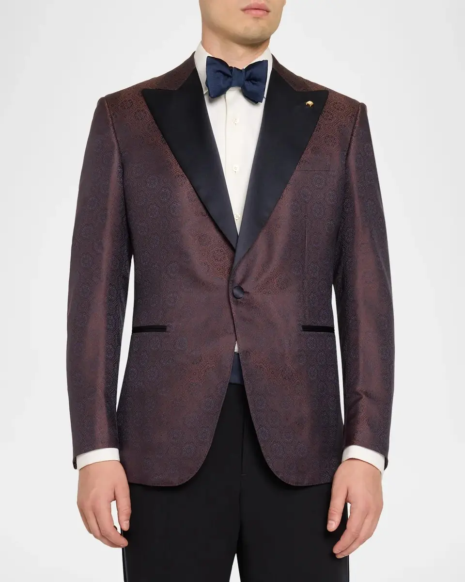 Stefano Ricci Men's Mosaic Jacquard Peak Lapel Dinner Jacket | Thumbnail 4 Stefano Ricci Men's Mosaic Jacquard Peak Lapel Dinner Jacket | Thumbnail 4
