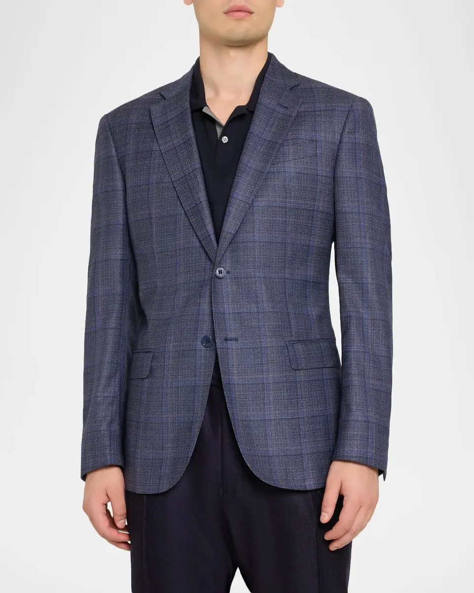 Emporio Armani Men's G Line Blurred Plaid Single-Breasted Sport Coat | Thumbnail 4