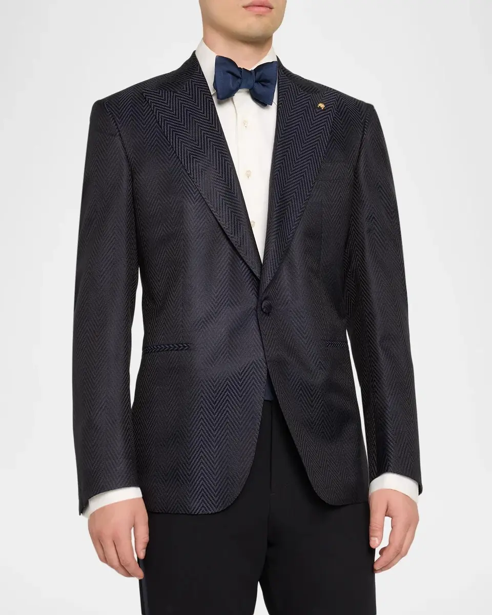 Stefano Ricci Men's Silk-Wool Herringbone Single-Breasted Sport Coat | Thumbnail 4