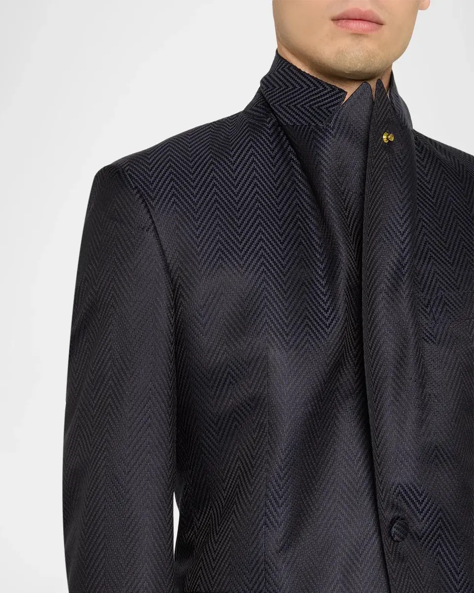 Stefano Ricci Men's Silk-Wool Herringbone Single-Breasted Sport Coat | Thumbnail 7