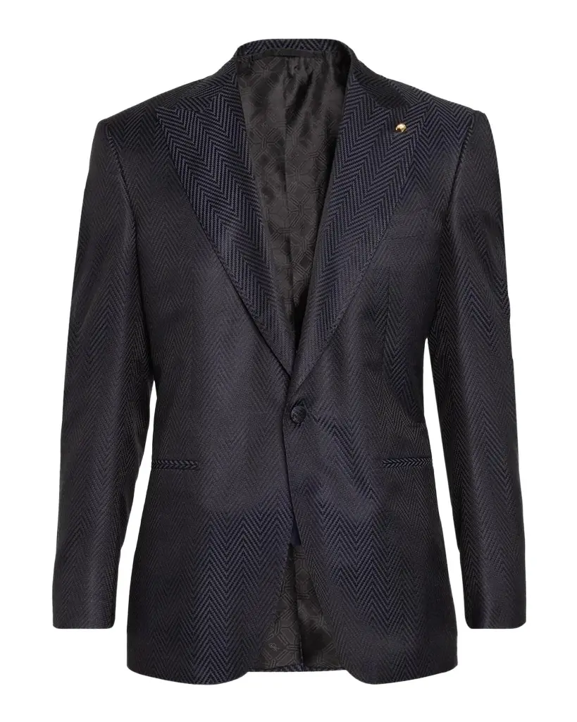 Stefano Ricci Men's Silk-Wool Herringbone Single-Breasted Sport Coat