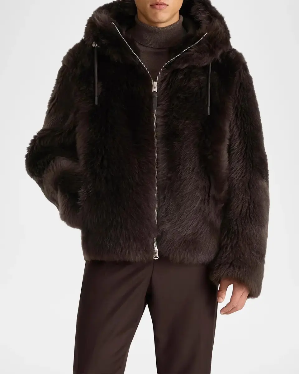 Mackage Men's Moses Furry Shearling Hooded Jacket | Thumbnail 4