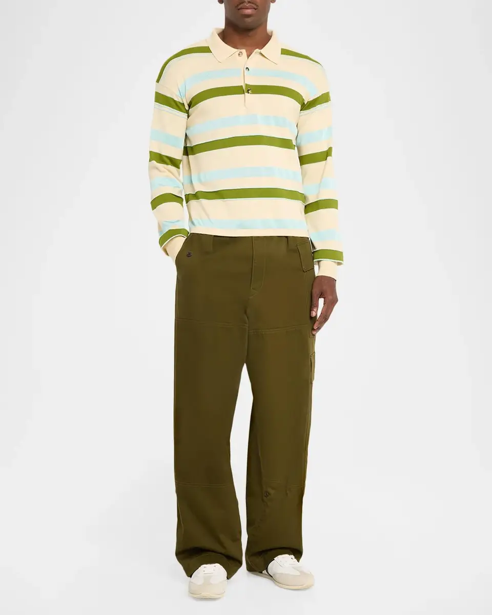 JW Anderson Men's Stripe Long-Sleeve Rugby Polo Shirt | Thumbnail 2 JW Anderson Men's Stripe Long-Sleeve Rugby Polo Shirt | Thumbnail 2