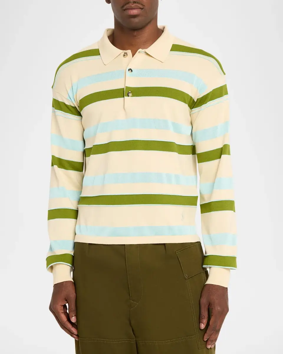 JW Anderson Men's Stripe Long-Sleeve Rugby Polo Shirt | Thumbnail 4 JW Anderson Men's Stripe Long-Sleeve Rugby Polo Shirt | Thumbnail 4