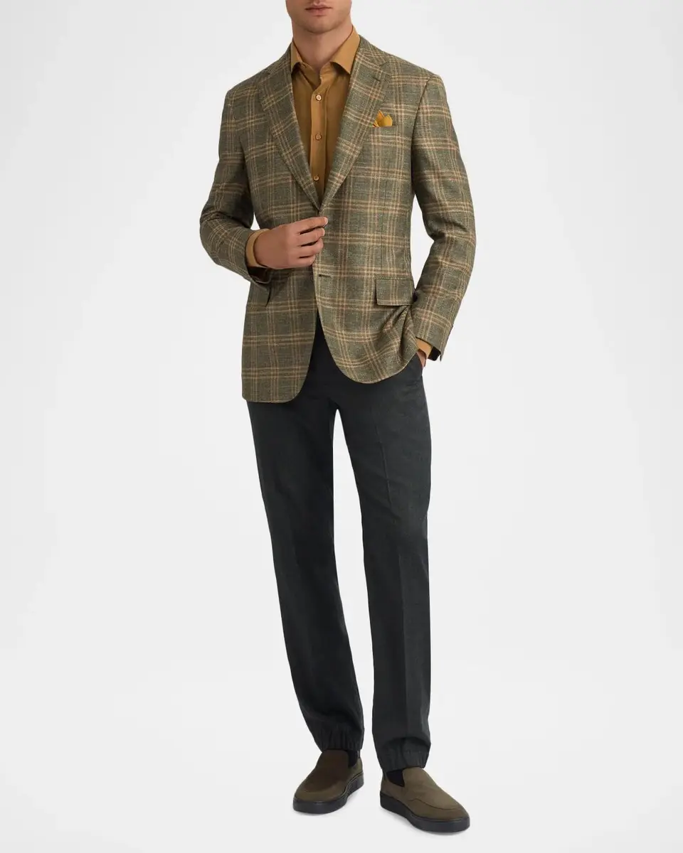Stefano Ricci Men's Wool and Cashmere Overcheck Single-Breasted Sport Coat | Thumbnail 2