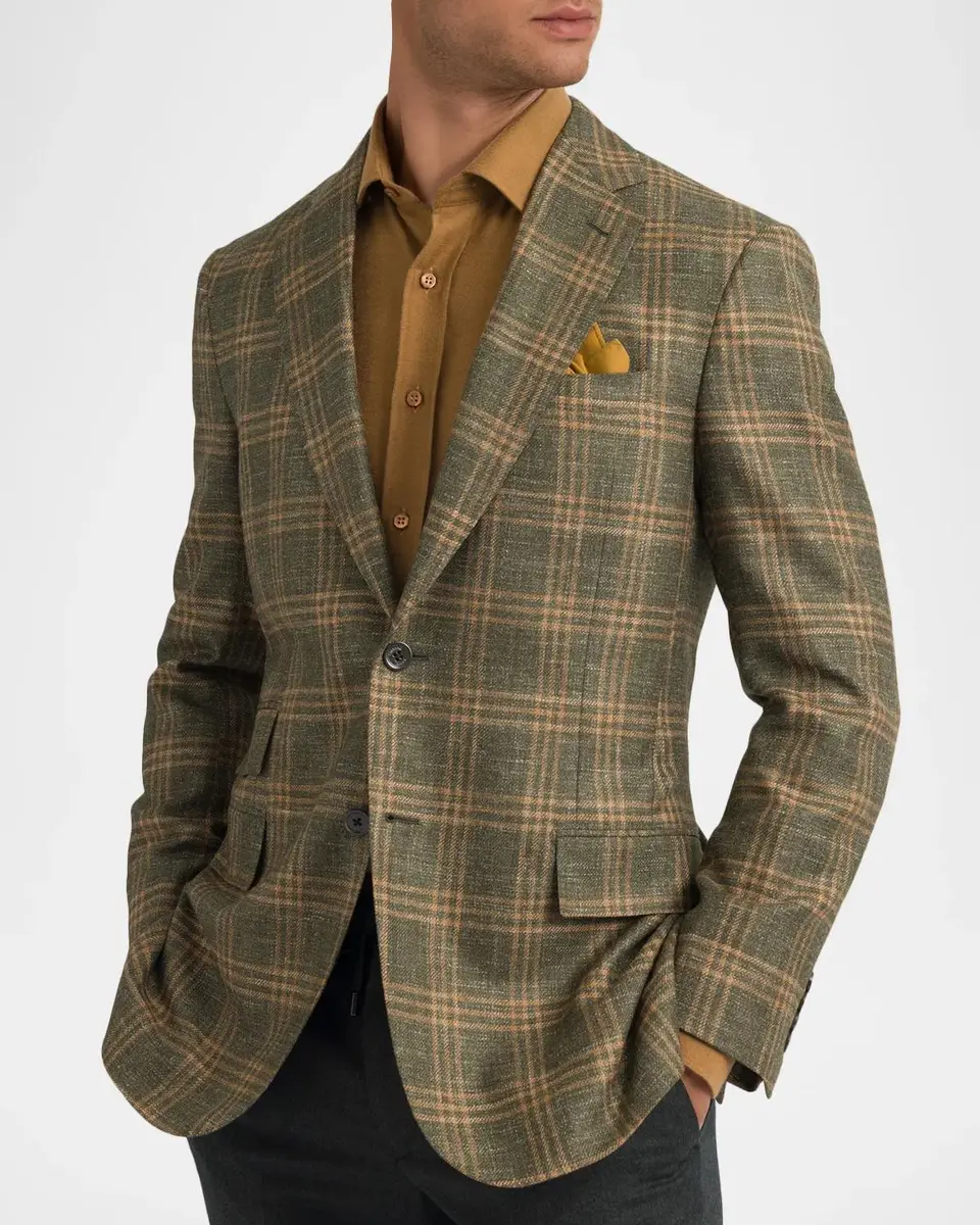 Stefano Ricci Men's Wool and Cashmere Overcheck Single-Breasted Sport Coat | Thumbnail 4