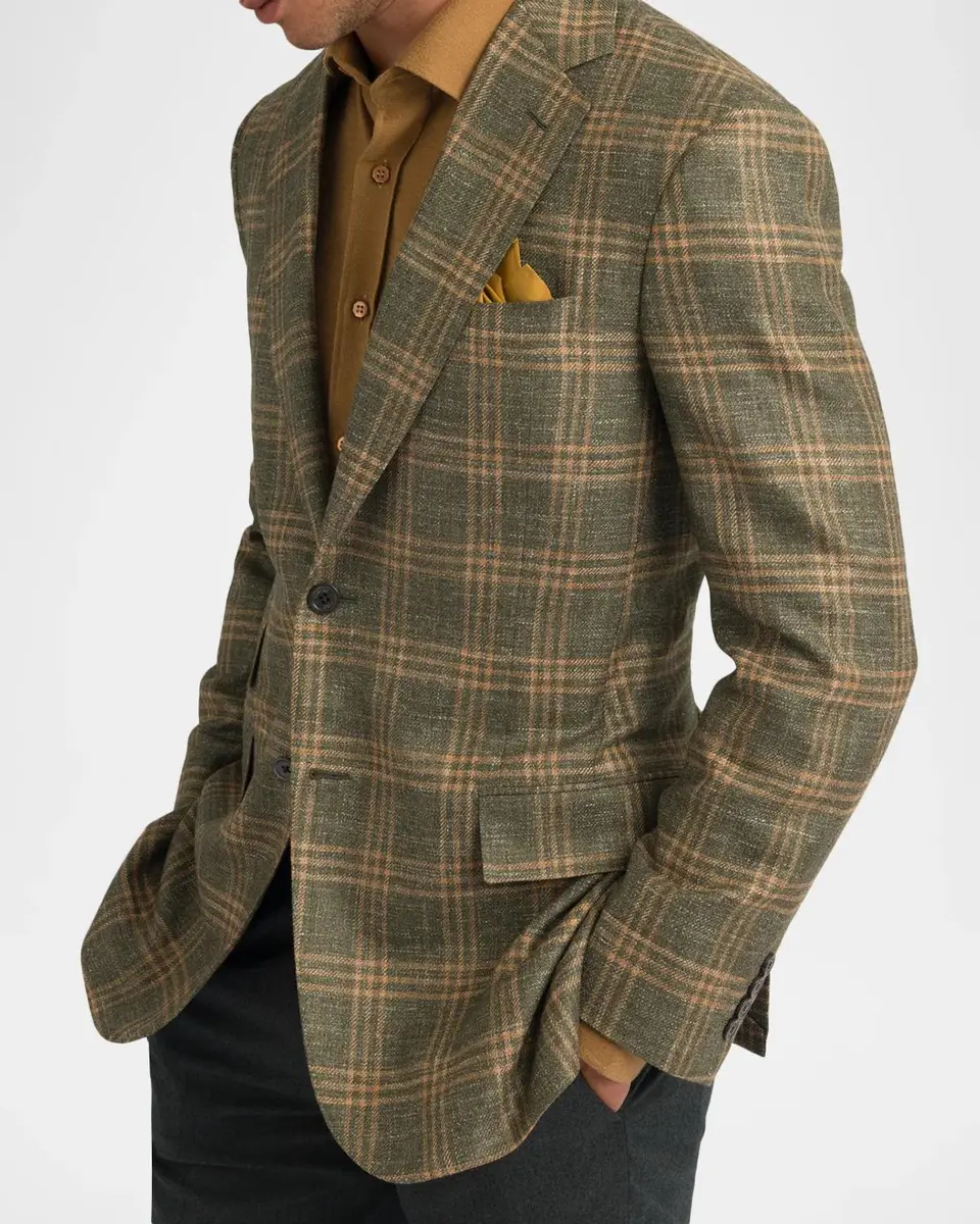 Stefano Ricci Men's Wool and Cashmere Overcheck Single-Breasted Sport Coat | Thumbnail 6